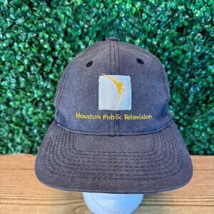 Vintage Houston Public Television Hat Cap Adjustable Strap Gray One Size OSFA